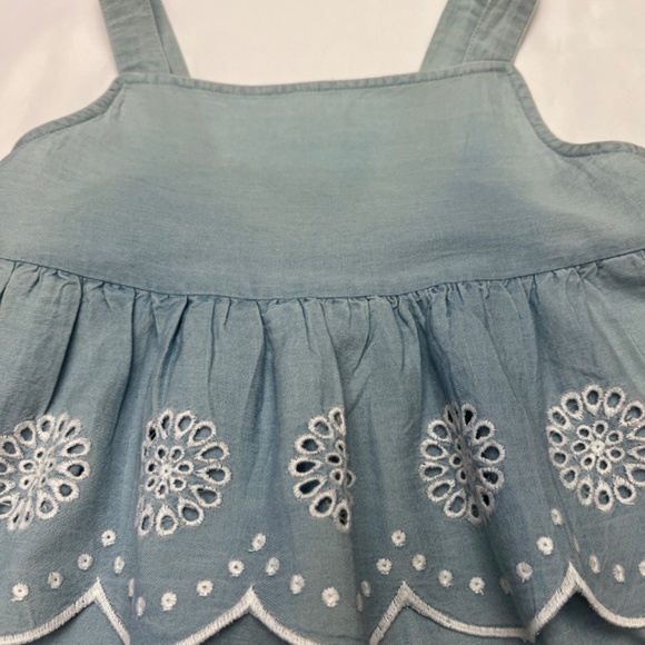 NWT Tucker & Tate Girls Sz. 8 Distressed, Light Blue, Tiered Denim Fabric Top. - Picture 9 of 12